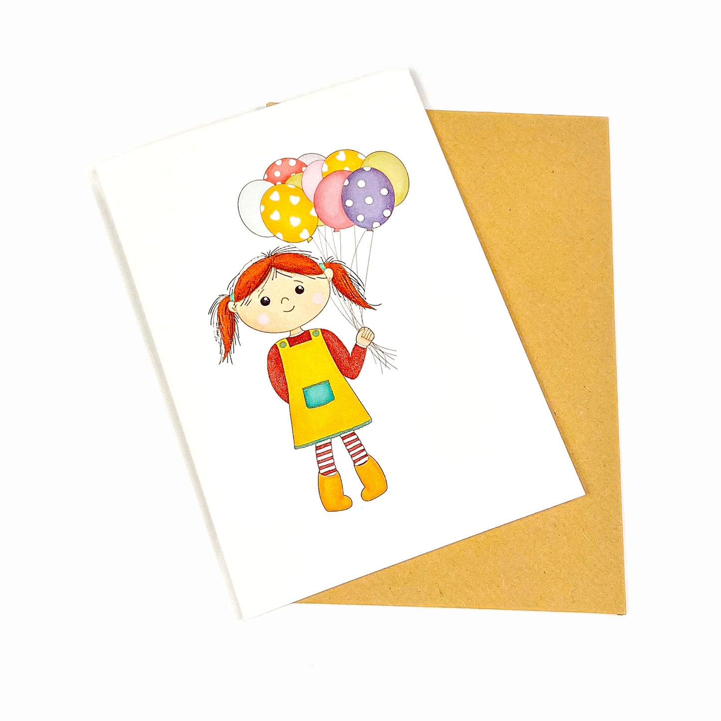 Girl with balloons Greeting Card