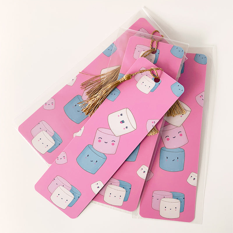 Pink marshmallow bookmark
